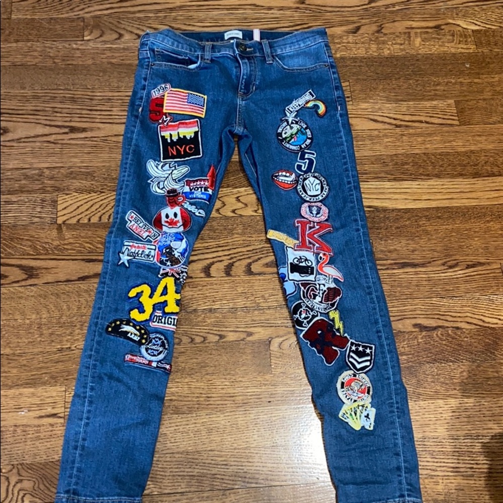 trendy patch jeans
